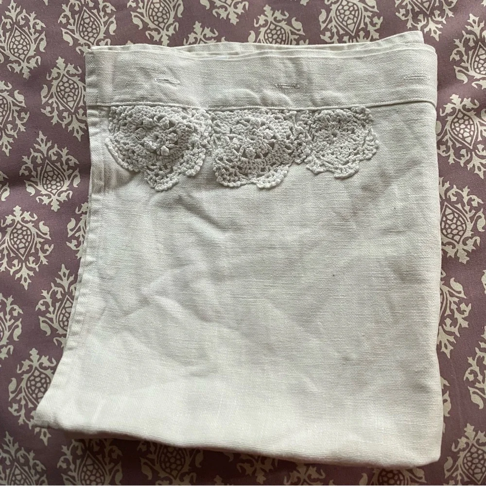 Matteo white linen & Lace Euro Sham White Lace Trim Pillowcase